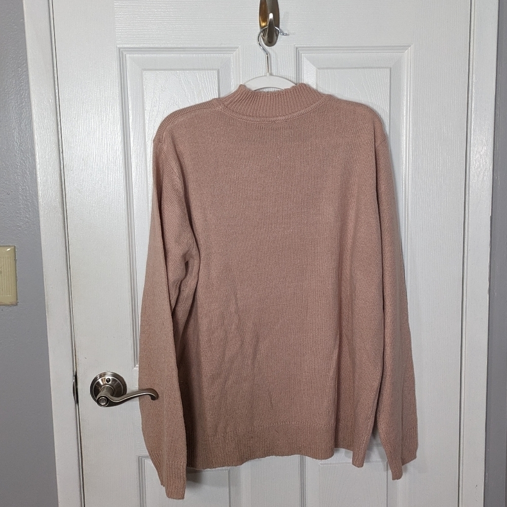 Retro 90s Floral Embroidered Salon‎ Studio Pink Cozy Knit Sweater Size Large - Picture 4 of 7